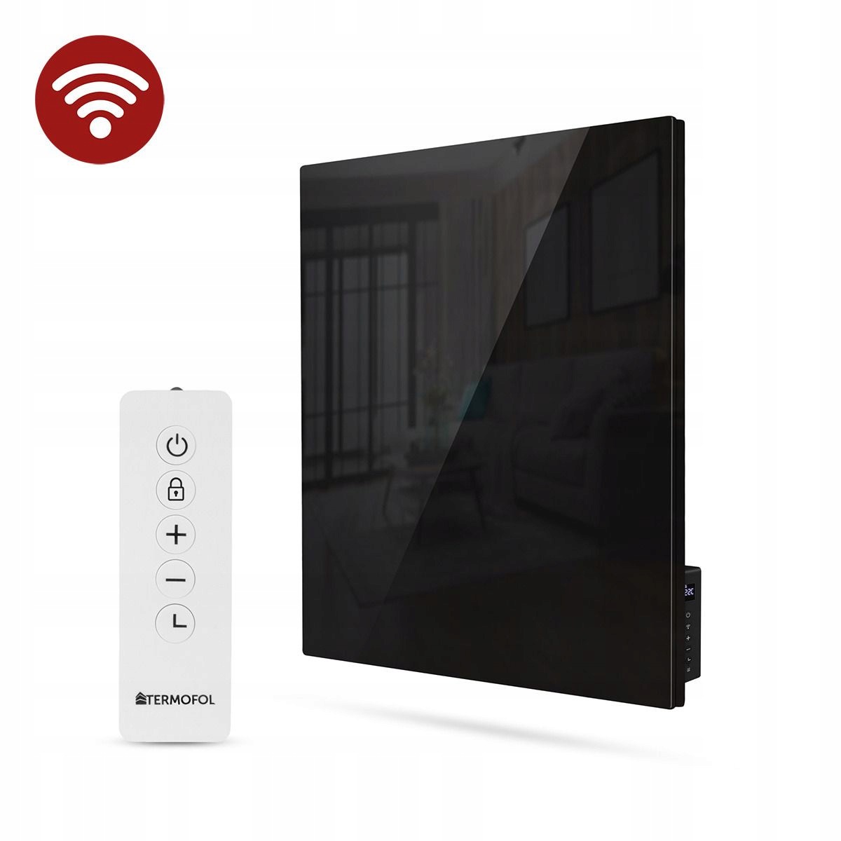 Skleněný topný panel 350W infračervený WiFi Termofol Černý