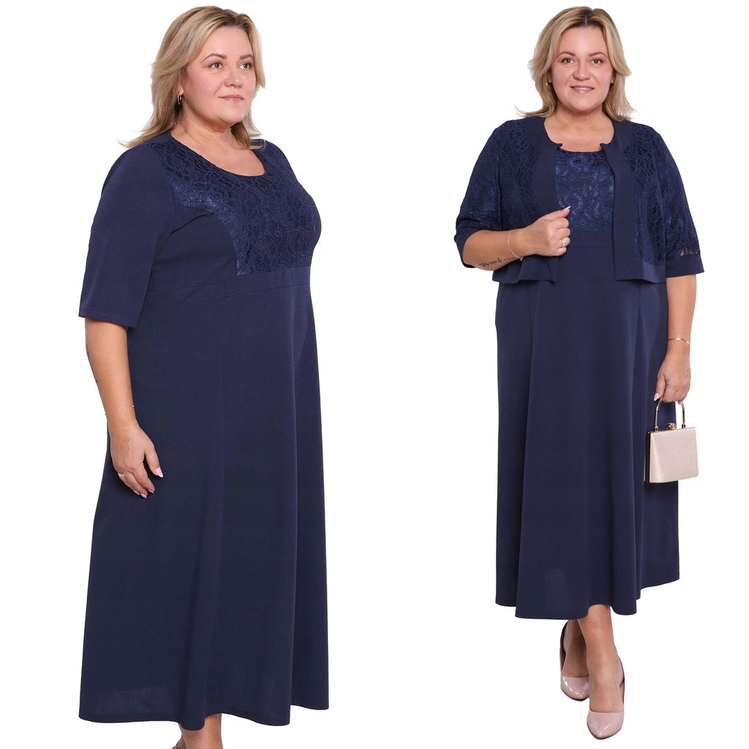 Tmavě modrý komplet s krajkovým bolerkem 64