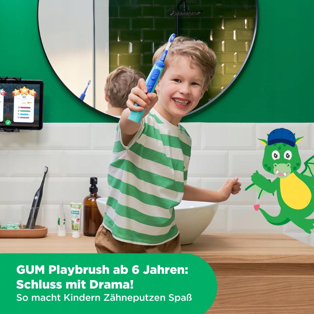 GUM Playbrush Junior Szczoteczka Elektryczna Dla Dzieci 6+ Różowa — miniatura 7