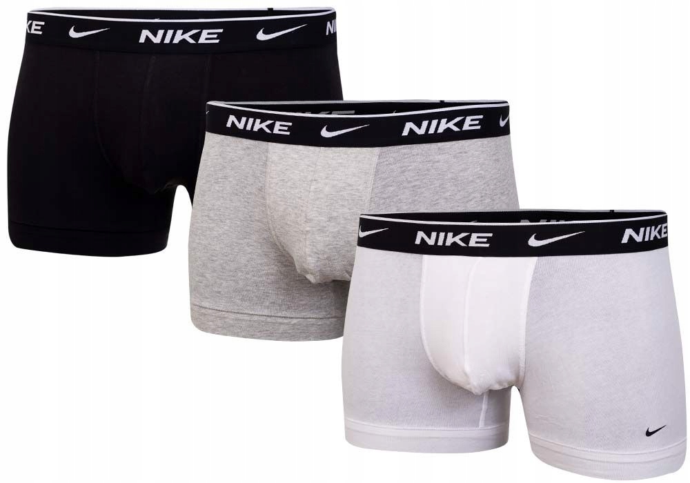 Nike Pánské Boxerky Trunk 3 Pak Bílé/šedé/černé r.XL