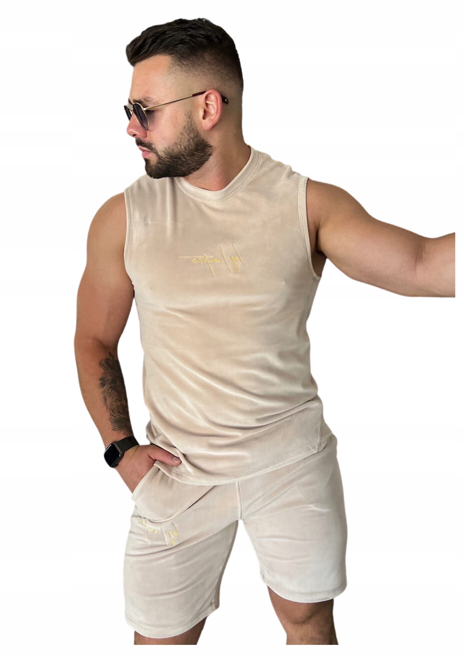 Pánský velurový komplet Bg Ronaldo Men béžový XL