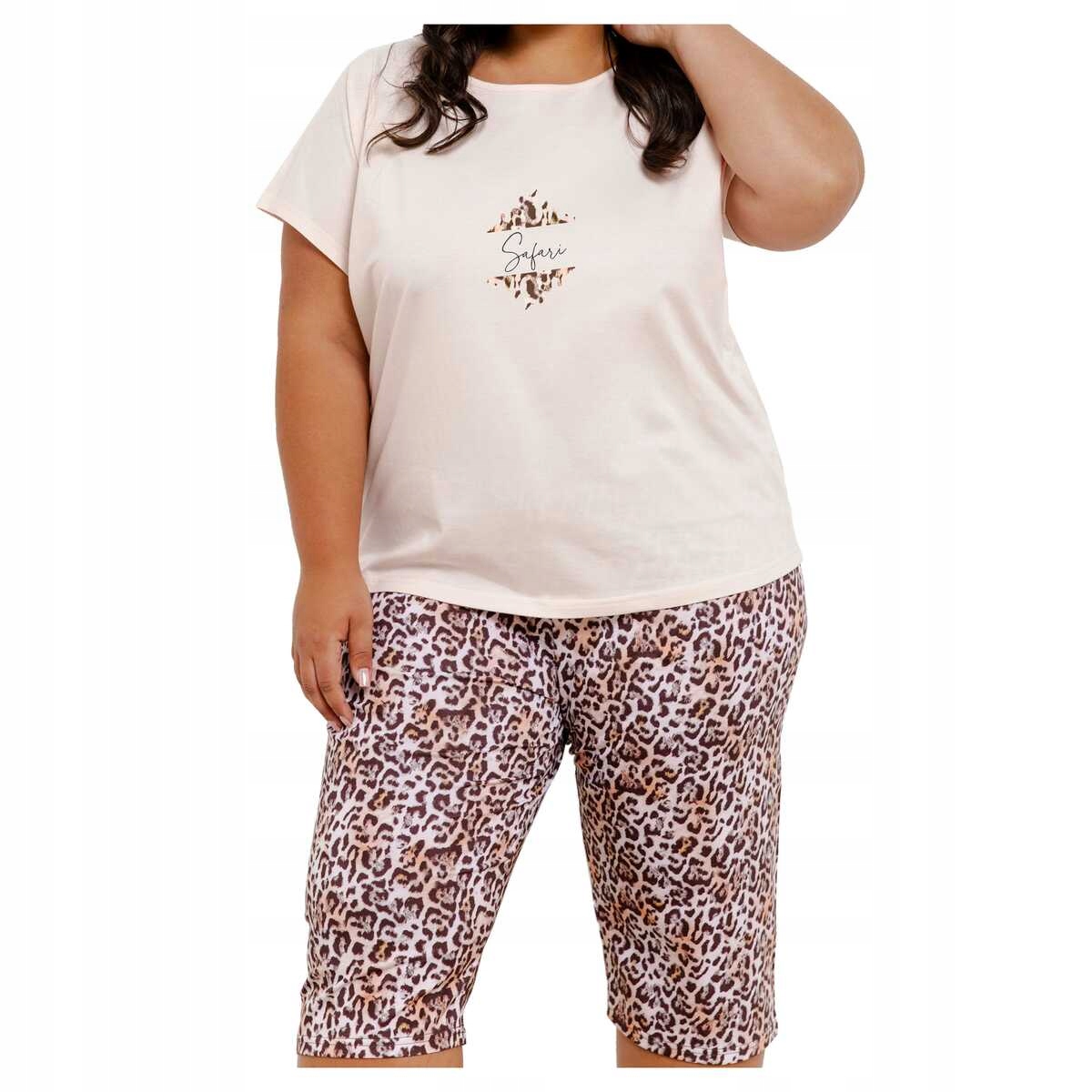 Taro Dámské bavlněné pyžamo s krátkým rukávem Chrissy 3362 01 meruňková 3XL