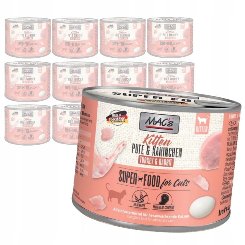 MAC's Kitten Vlhké Krmivo pro koťata krůta Krůta 12x200g