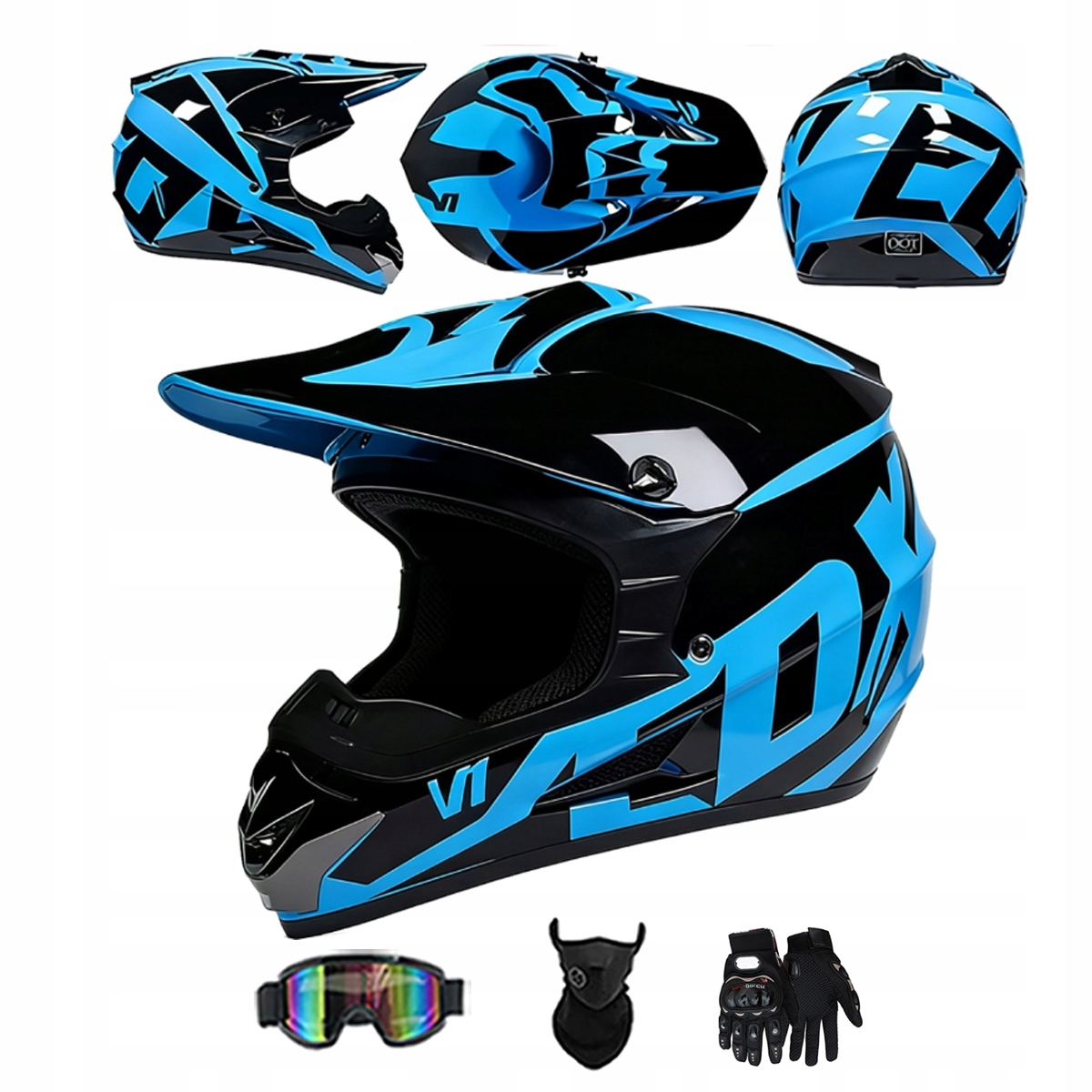 Motocyklová Přilba Lehká Enduro Quada Brýle Rukavice Maska M
