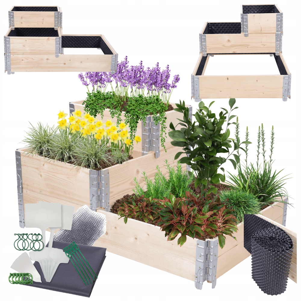 Vyvýšený kaskádový záhon nastavitelný pařeniště Fólie Kelímková 60x120x80