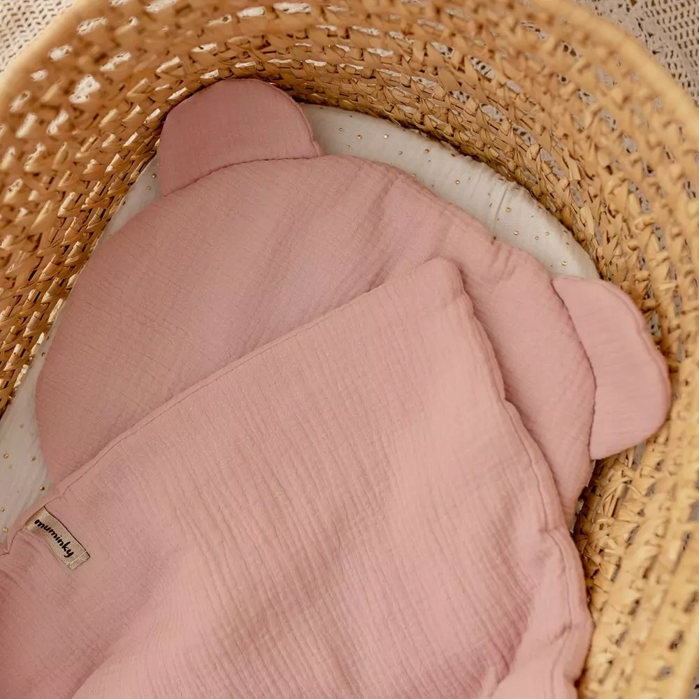 Poduszka Muślinowa Miś | Brudny Róż