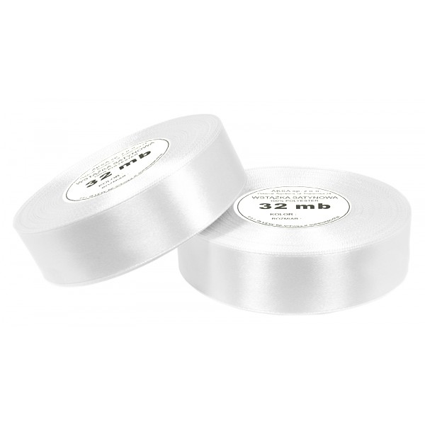 

Wstążki wstążka tasiemka satynowa biała 12mm 32mb