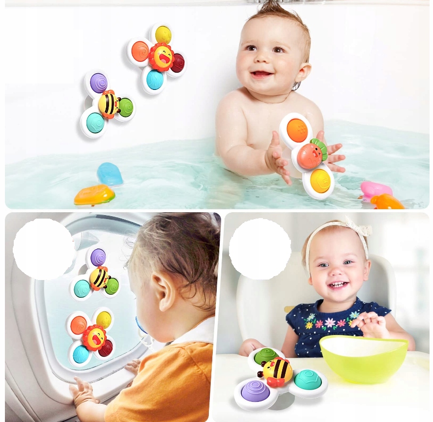 FIDGET SPINNER Z PRZYSSAWKĄ SENSORYCZNĄ KĄPIEL PREZENT GRZECHOTKA 3 SZTUKI Bohater 101 Dalmatyńczyków