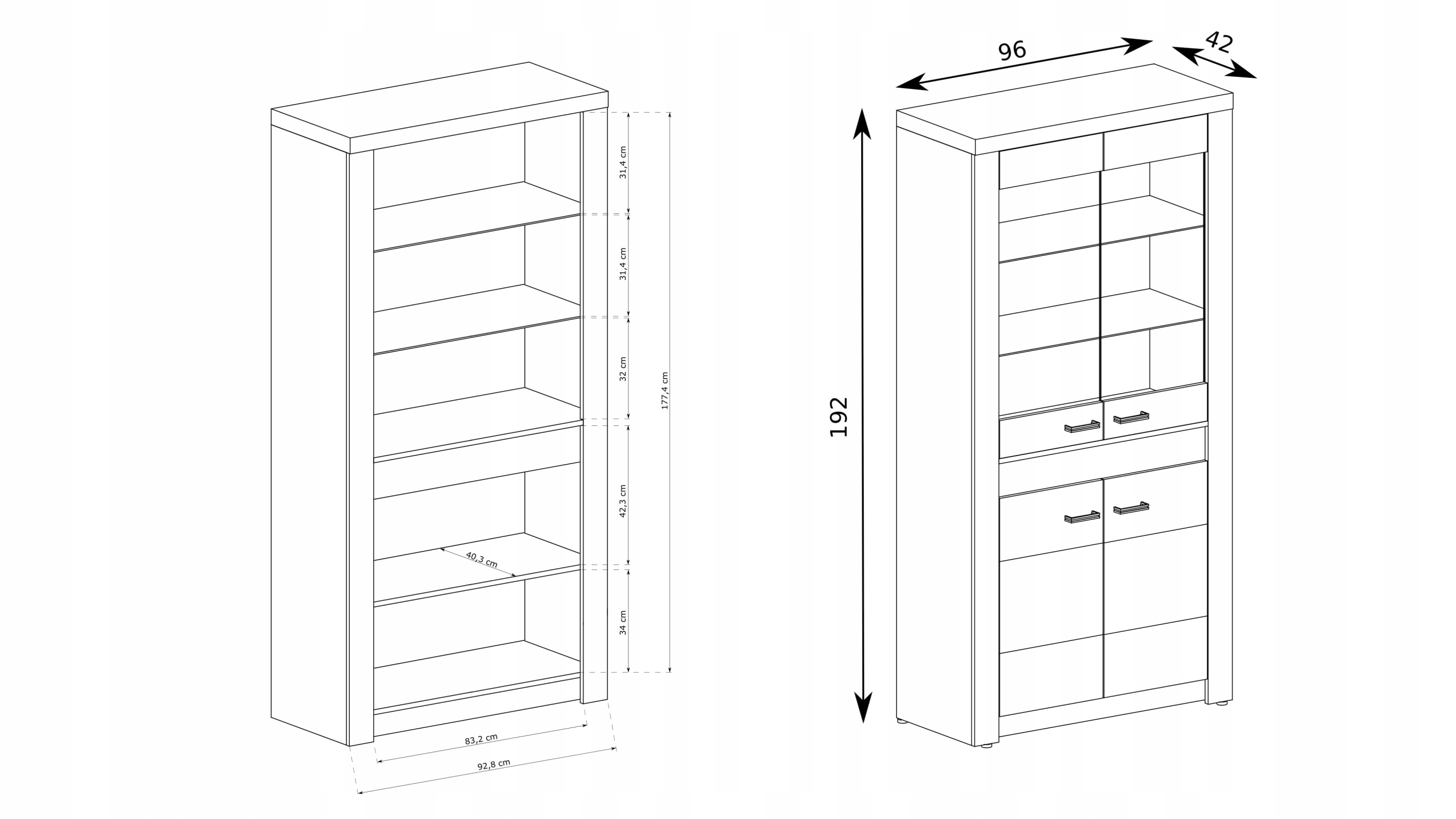 Nowoczesna witryna wysoka do salonu Marka Jarstol