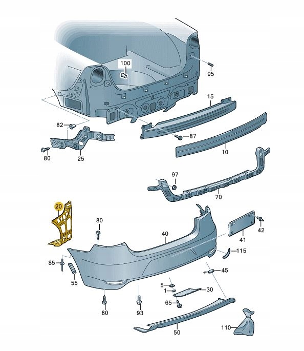 1Q0807376A - Направляющая бампера VW Eos задний правый