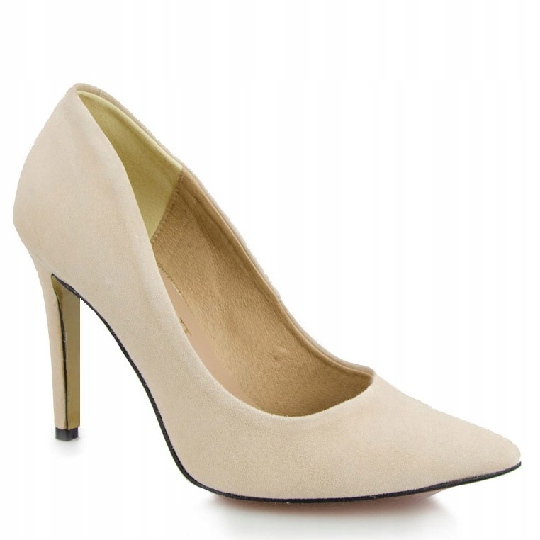 LaRoni E002 Lodičky Podpatky Semišová Kůže Béžová