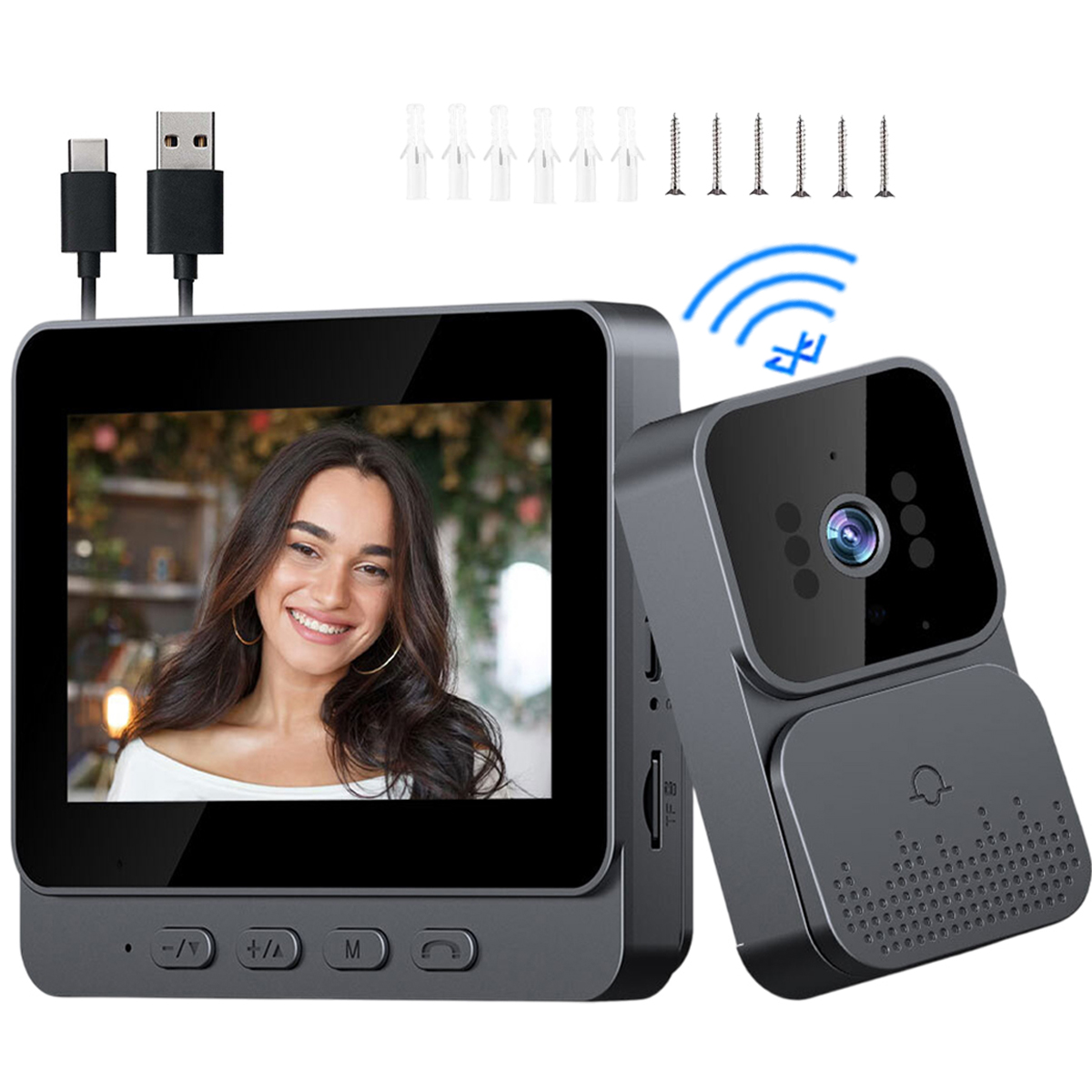 Bezdrátový Videozvonek Na Dveře Automatické Ukládání 4.3''