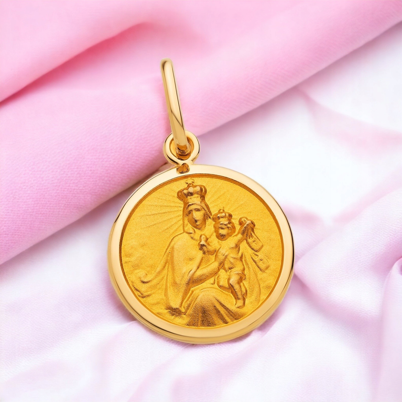 DWUSTRONNY MEDALIK ZŁOTY SZKAPLERZ MATKA BOSKA 585 Marka Czajkowska