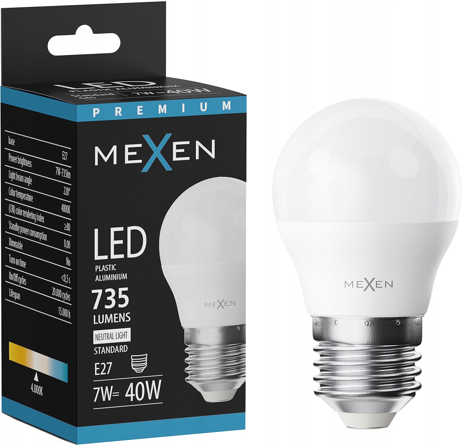 Mexen Nova Led Žárovka E27 G45 7W Neutrální Bílá 4000K 735 LM