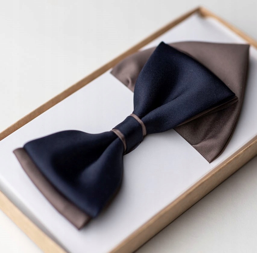 MUSZKA MUCHA GRANATOWO BRĄZOWA MĘSKA + WYPUSTKA