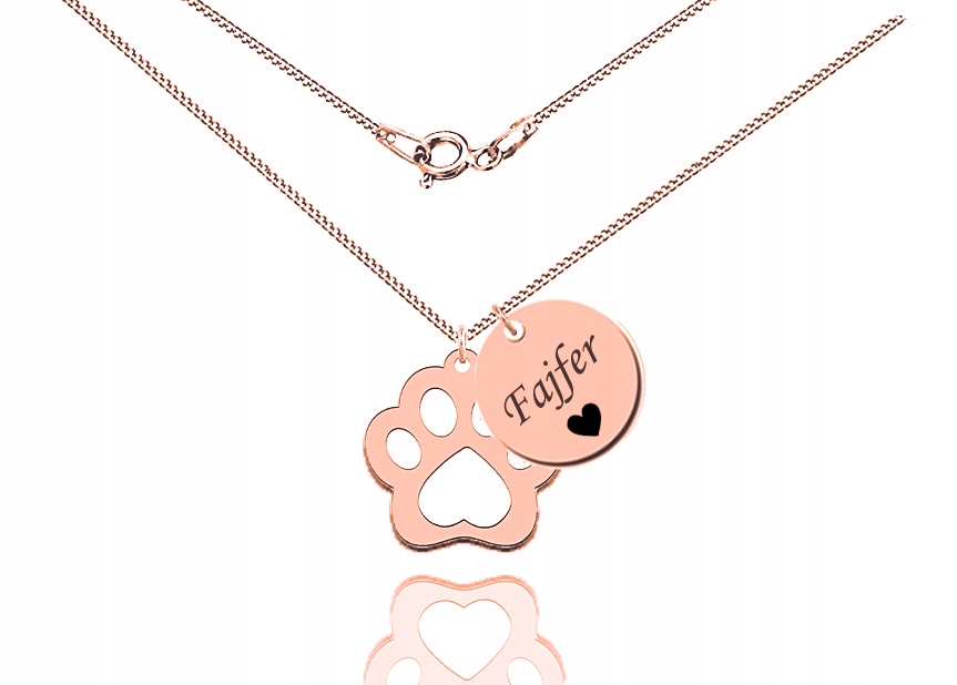 

Naszyjnik Psia Łapka Łapa Kółko Srebro Róż Gold