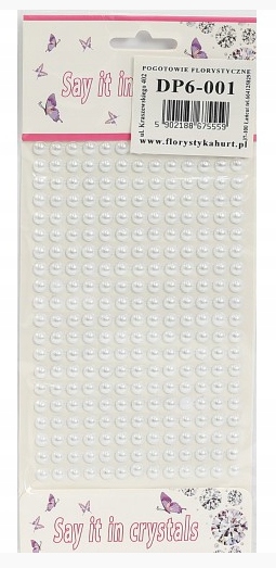 Dżety samoprzylepne perełki 6mm/260szt, białe