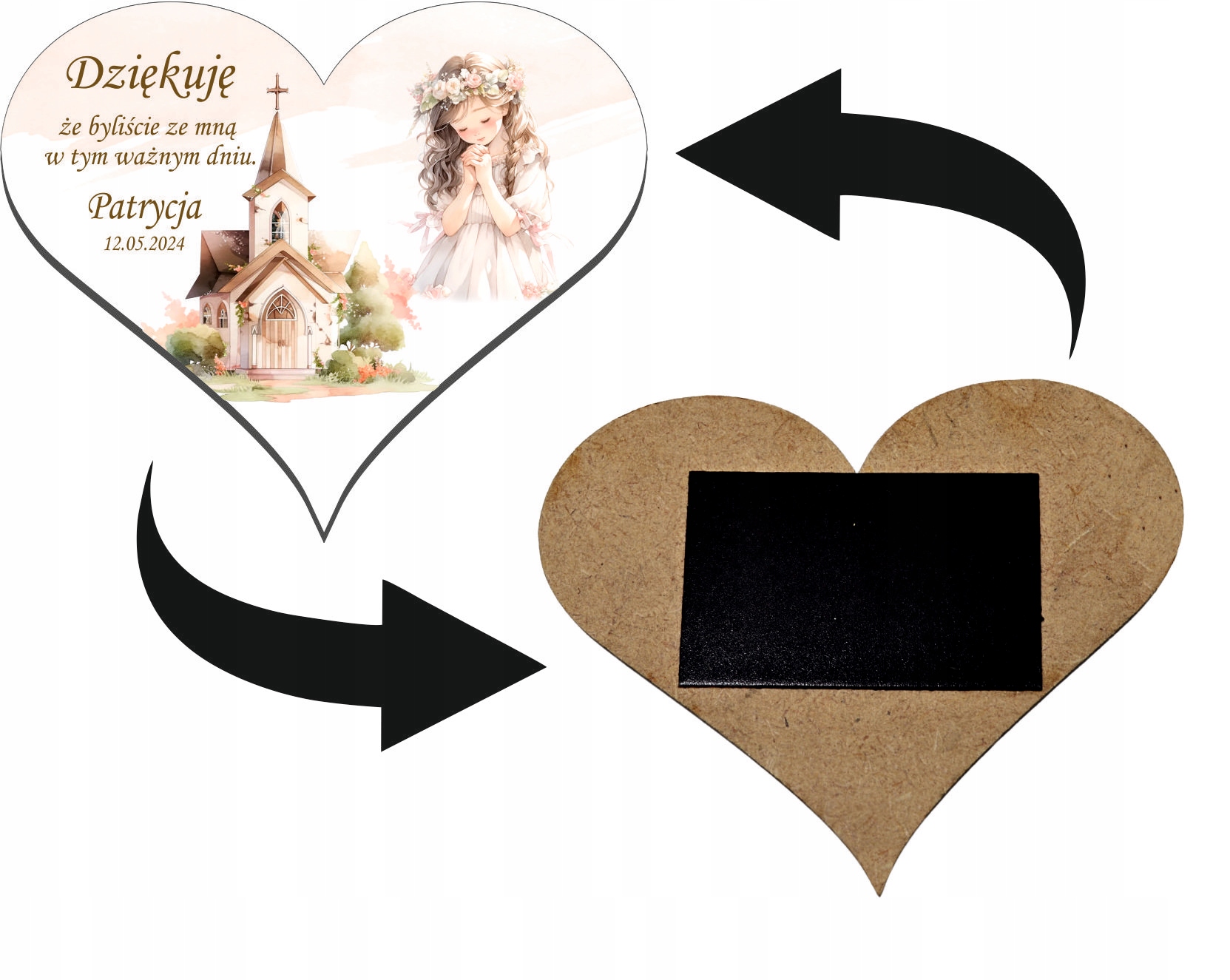 Podziękowania dla gości na Komunię MAGNES Personalizowany Prezent Upominek Marka Grawernia24