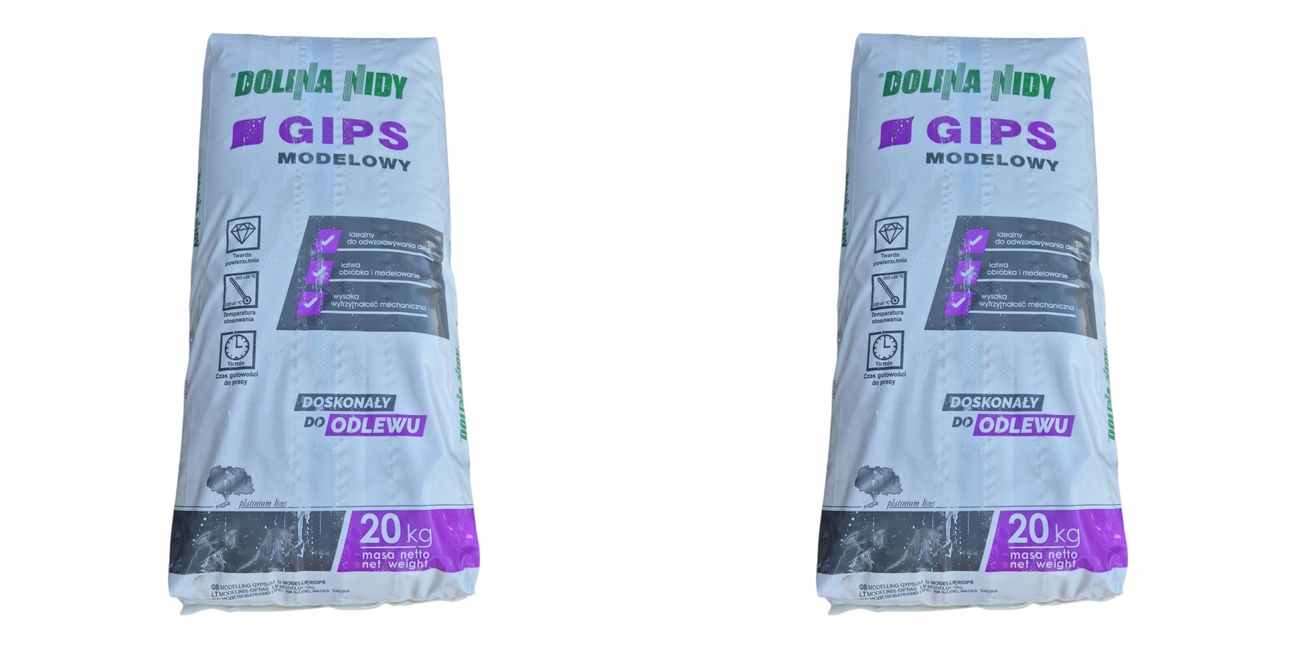 DOLINA NIDY GIPS FORMIERSKI MODELOWY 20KG — zestaw 2 szt.