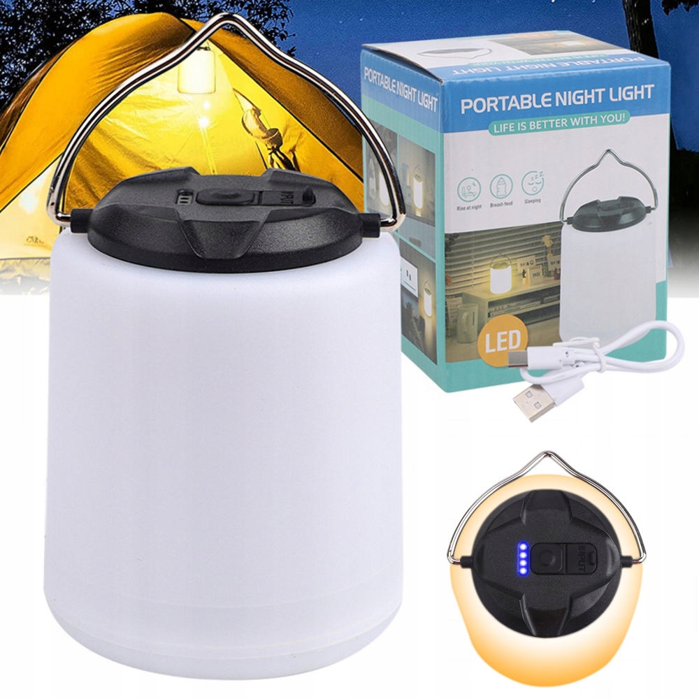 Lampka Turystyczna Kempingowa Namiot Lampa Led Usb Ładowana 1800mAh
