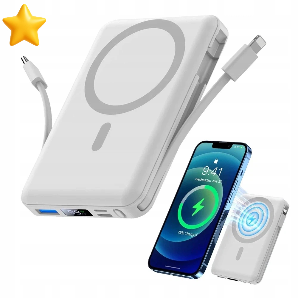 Bezdrátová Power Banka 10 000 Mah S Rychlým Nabíjením Pd 20 W