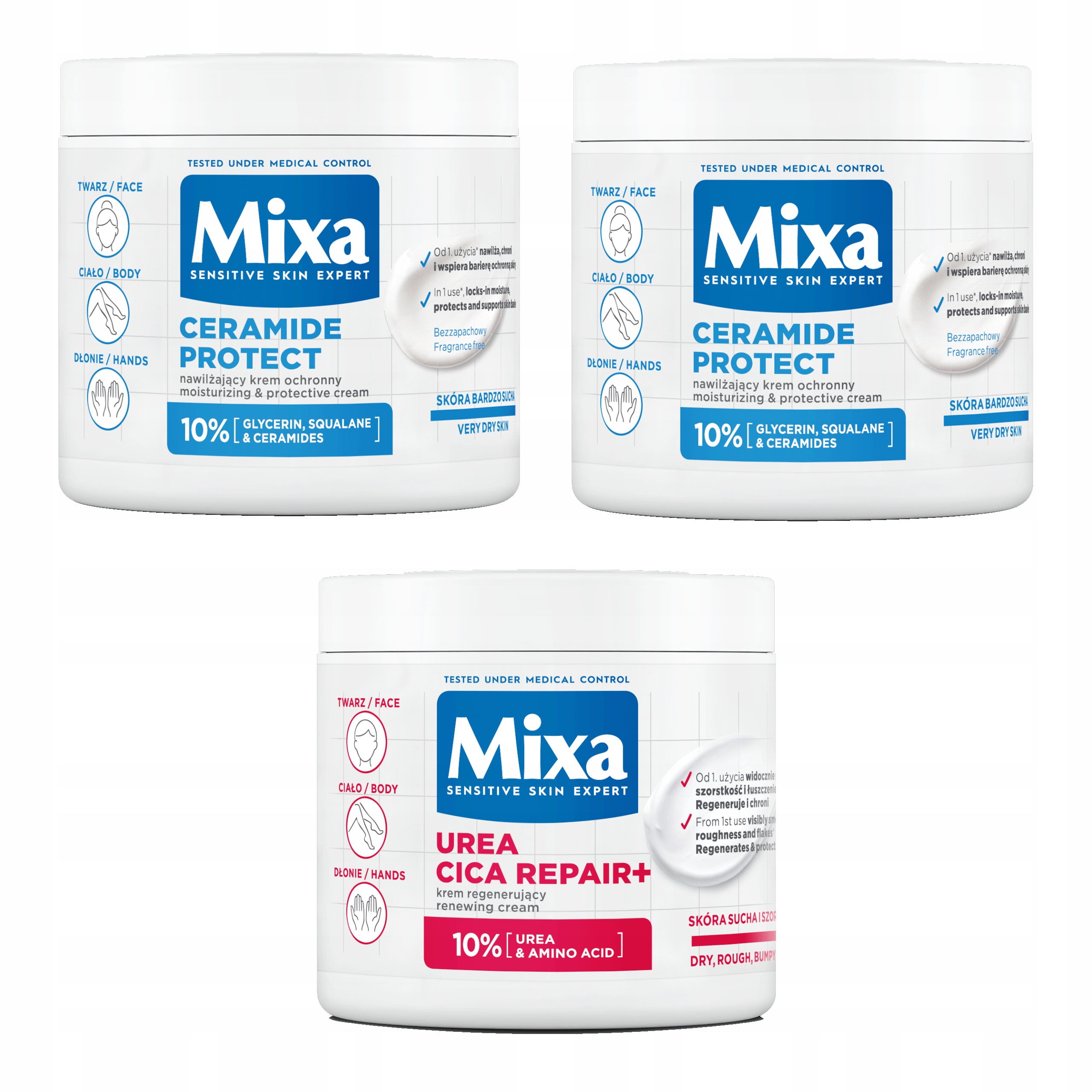 Zestaw Mixa Regenerujący Krem Do Twarzy Dłoni i Ciała 400ml Krem Ochronny