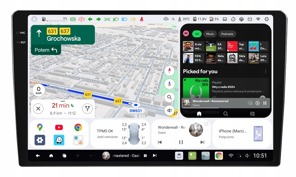 Radio nawigacja DUDU7 9,5" 12/256GB Android 13 Qled 2K Cp/aa Dudu Auto