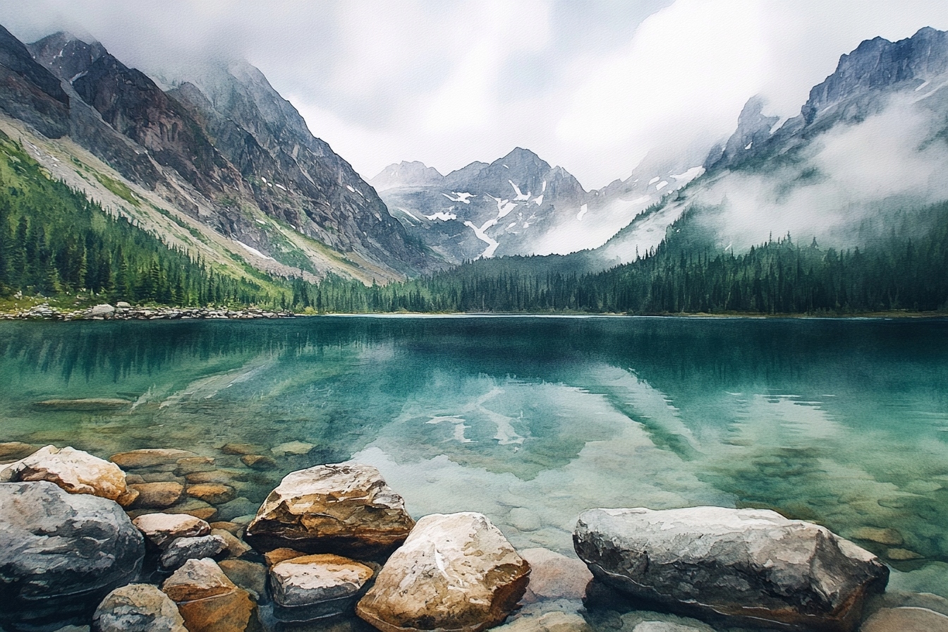 Obraz Na Plátně Canvas Horské Jezero Tyrkysová Voda Tatry Mlha 120 x 80