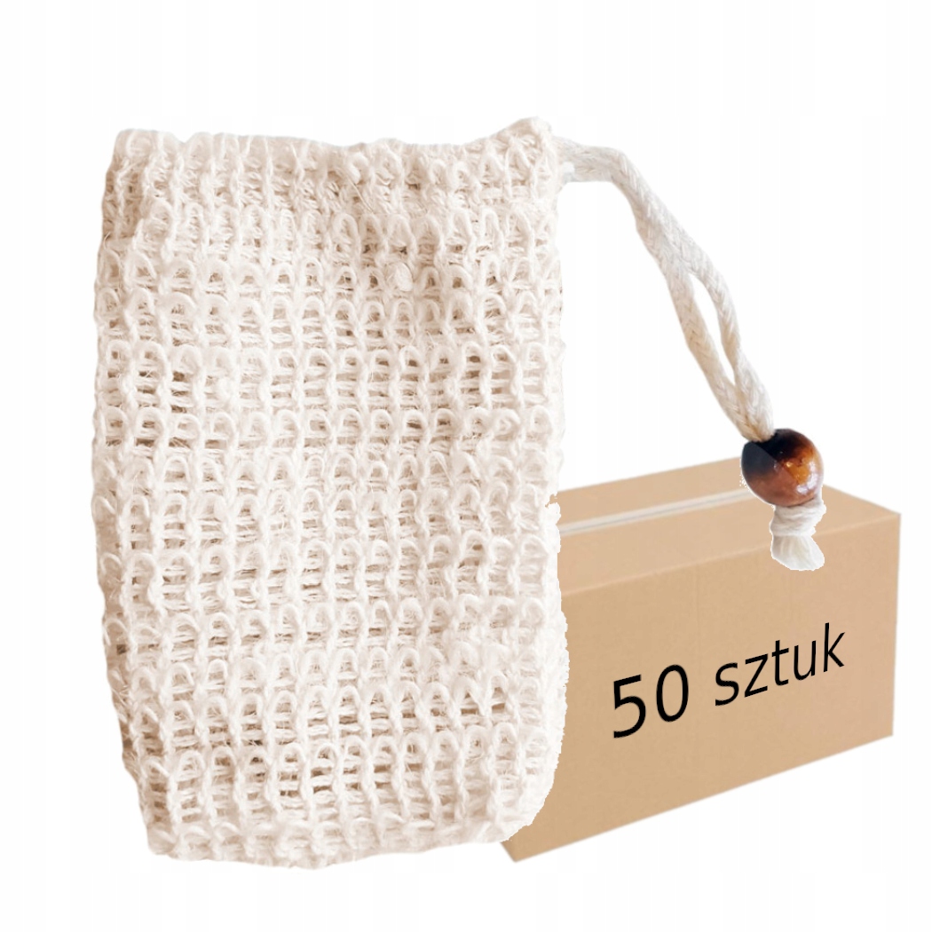 Naturalna Myjka Do Ciała Ekologiczna Sizal Woreczek Jutowy Na Mydło 50SZT