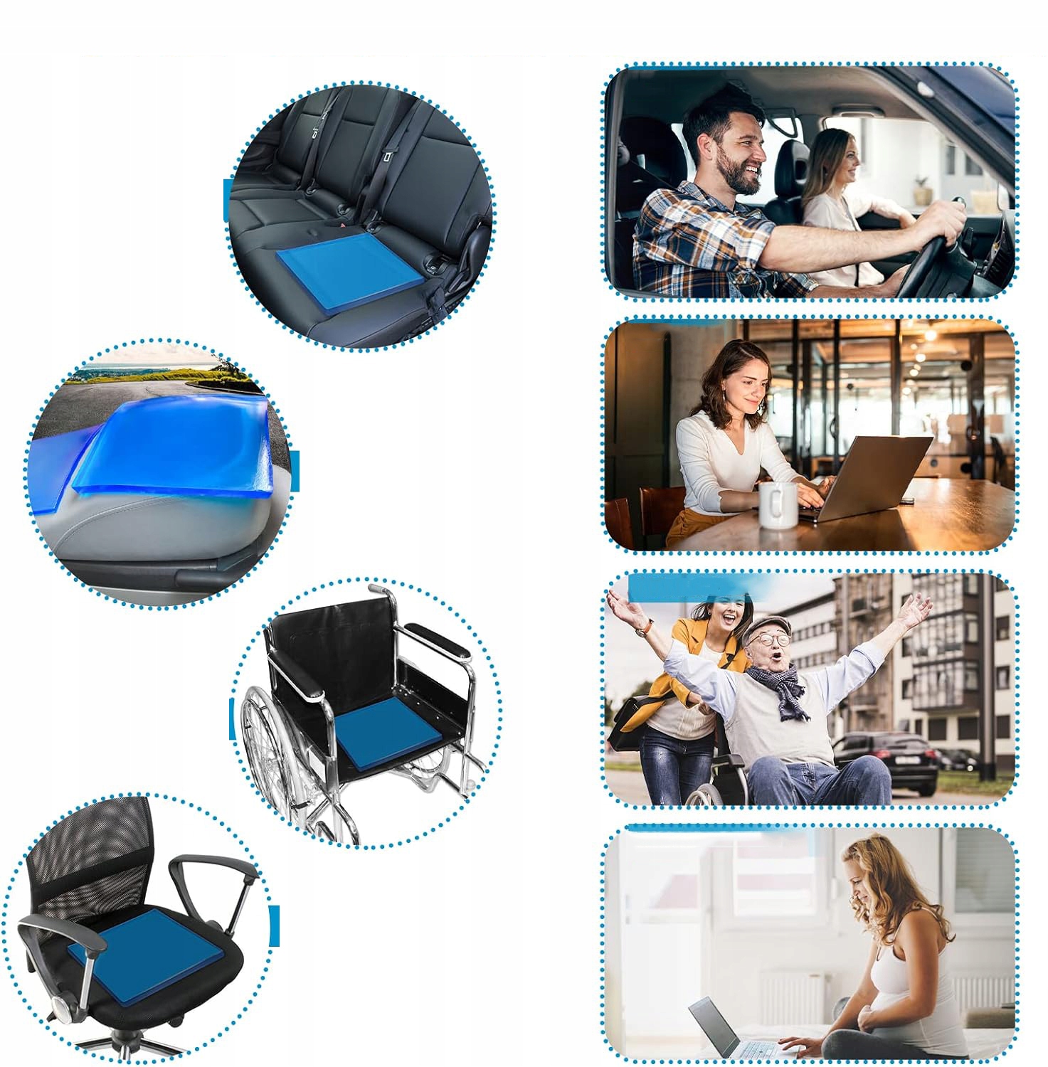 PODUSZKA DO SIEDZENIA ŻELOWA, ORTOPEDYCZNA NA KRZESŁO,GRUBA PODUSZKA ŻELOWA Wysokość maksymalna 2 cm