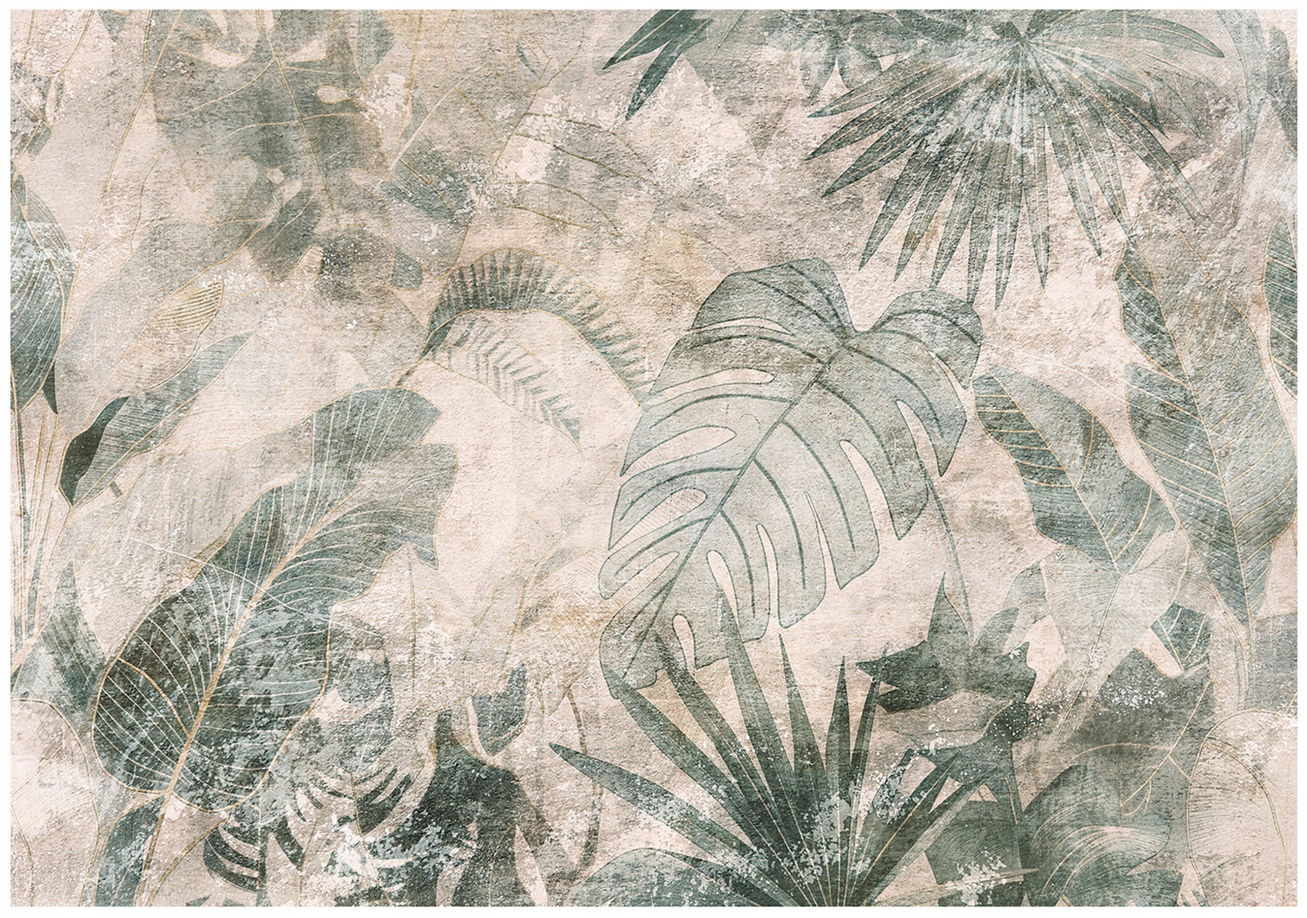 Tapeta Zelená Džungľa Listy Betón Do Predsiene Kancelárie 416x254