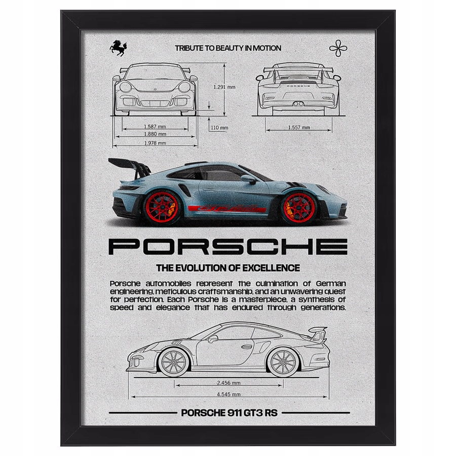 Obraz w ramce Porsche auto plakat na ścianę samochód 70x50 cm