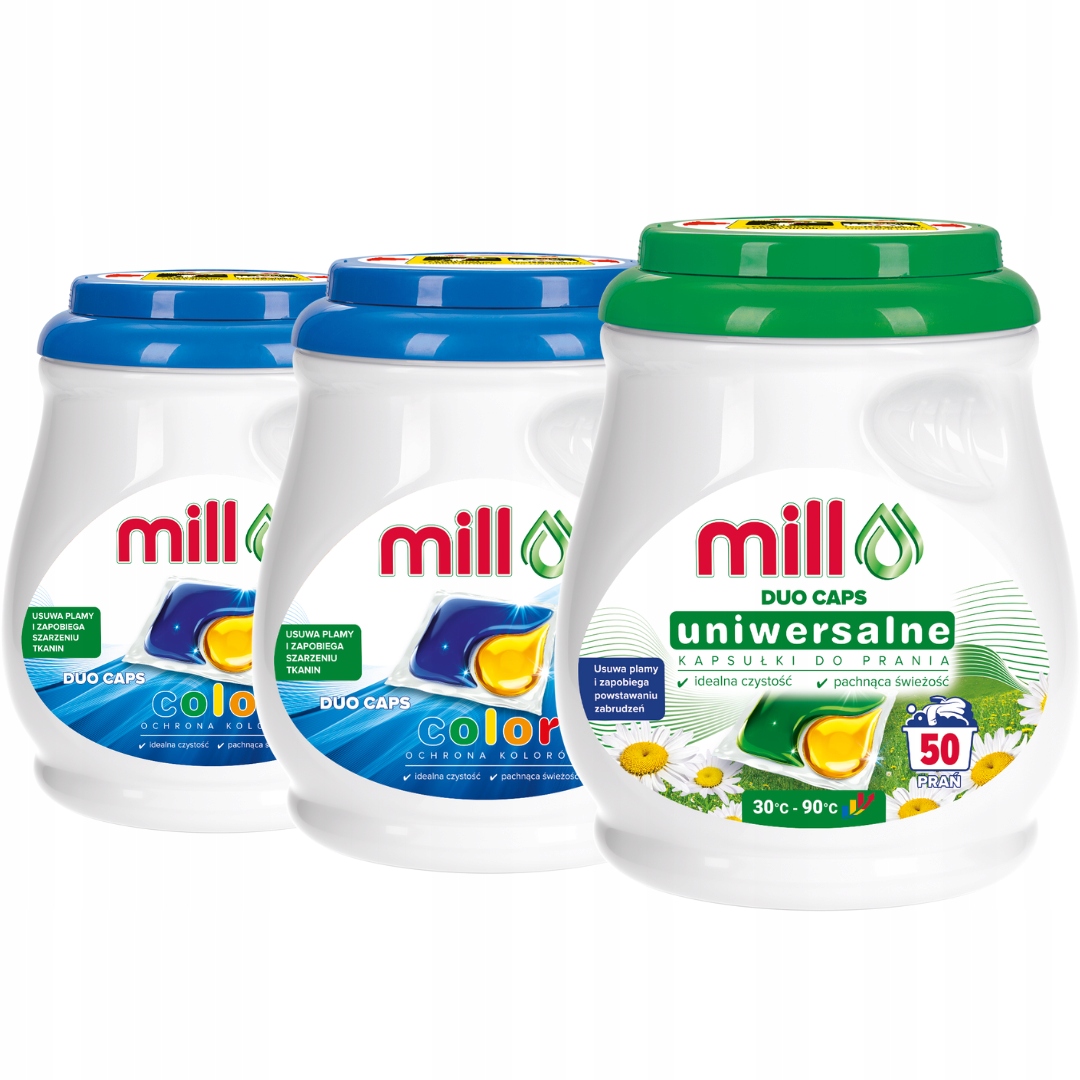 Levně Mill Professional Kapsle na praní bílého a barevného oblečení Sada 150 ks