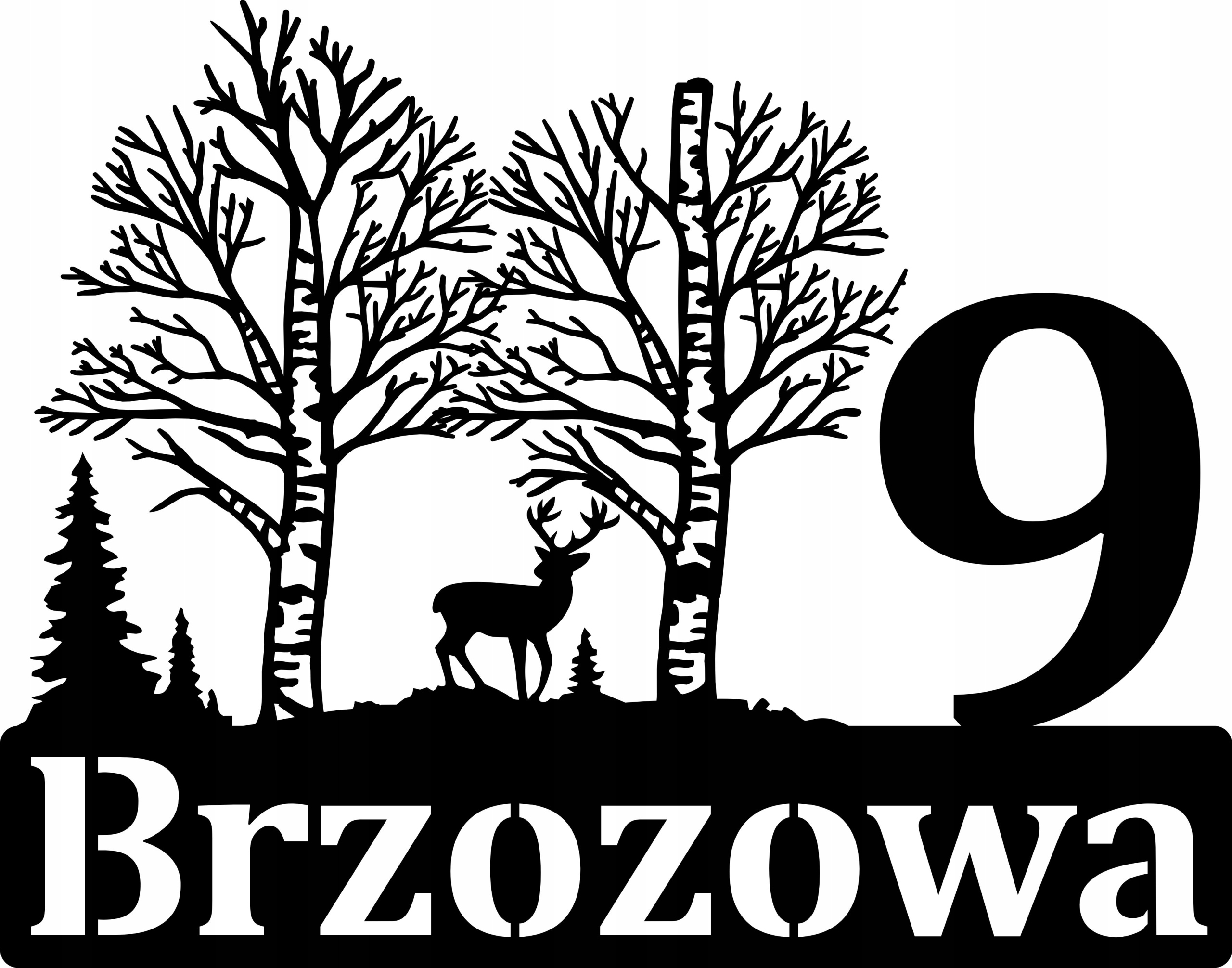 Veľká Adresa pre dom Brezová ozdobná tabuľka s adresou domu Les Breza 60 cm