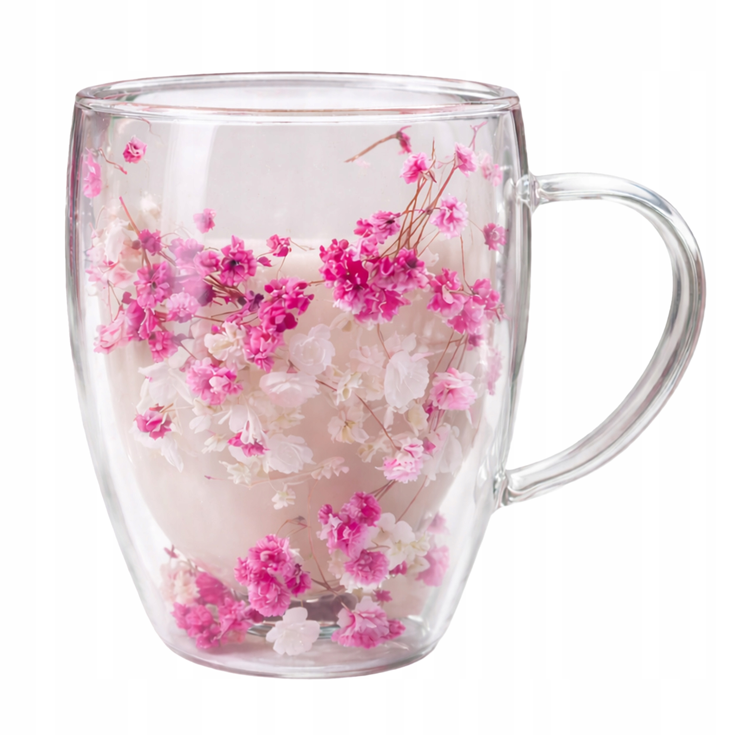 SZKLANKA TERMICZNA DO KAWY HERBATY Z KWIATAMI KUBEK PODWÓJNE DNO 300ML