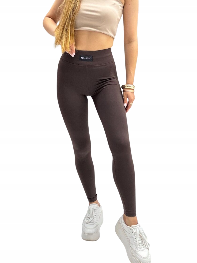 Dámské krycí legíny s vysokým pasem Bella Millagro, čokoládové