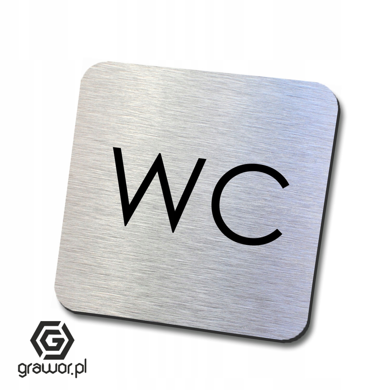 Srebrna tabliczka informacyjna toalety 10x10 cm Przeznaczenie zewnętrzne