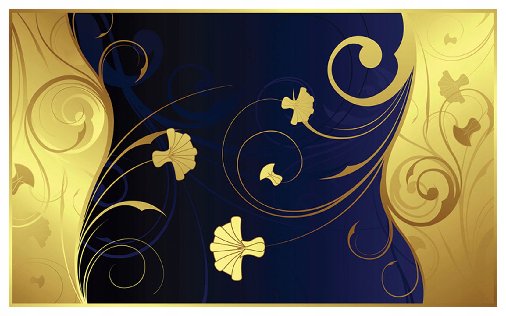 Fototapeta Zlaté květiny na tmavě modrém pozadí abstrakce 200x140 lepidlo