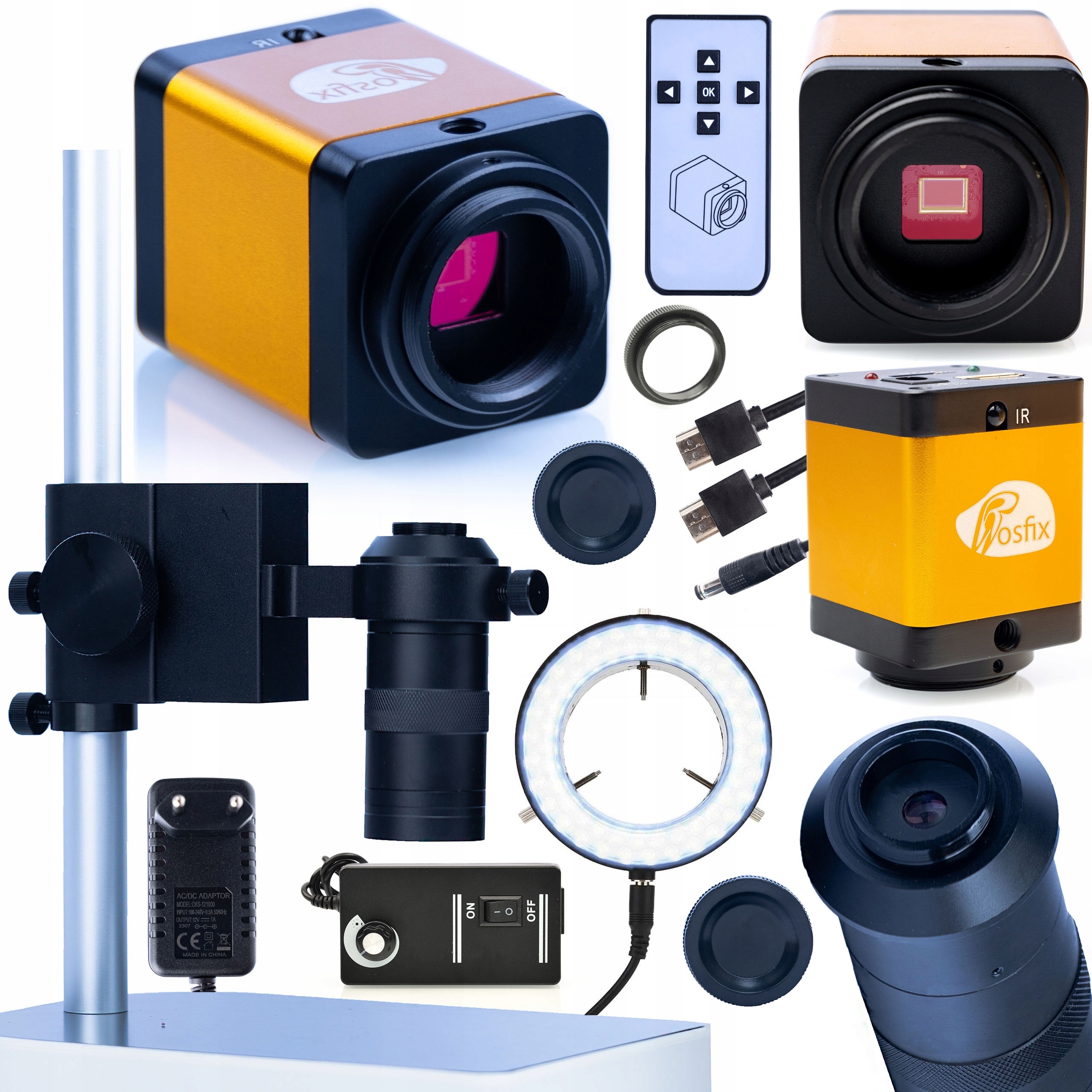 Mikroskopická Sada Pro Kameru Hdmi 12MP ODM-100X Pro C-mount Osvětlovač