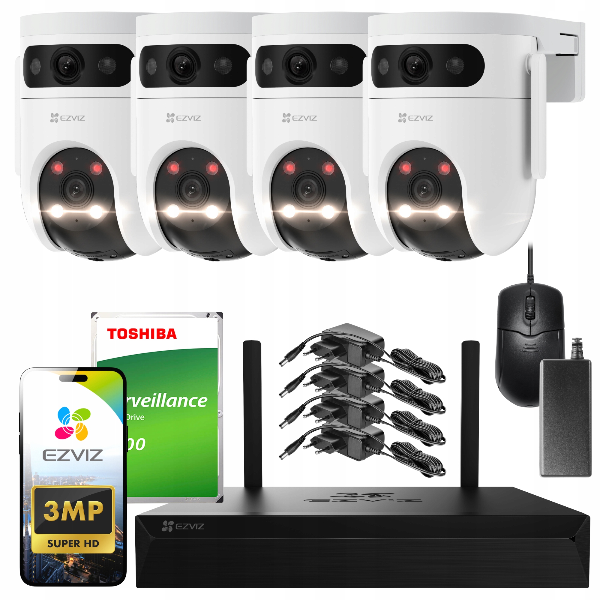 Kamera Obrotowa WiFi 4x H9C 2K Dual Lens 3MP+3MP Ezviz 2w1 Autotracking