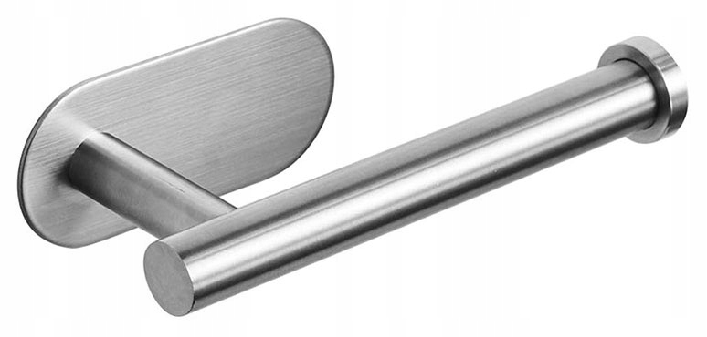 UCHWYT NA PAPIER TOALETOWY PRZYKLEJANY KLEJ STALOWY SREBRNY BEZ WIERCENIA