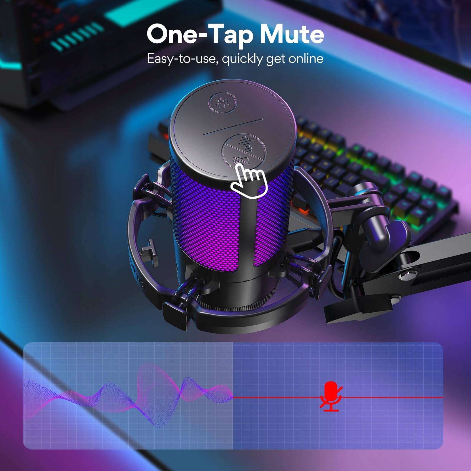 MAONO Gaming USB Mikrofon z Redukcją Szumów do Streamingu i Podcastów — miniatura 7