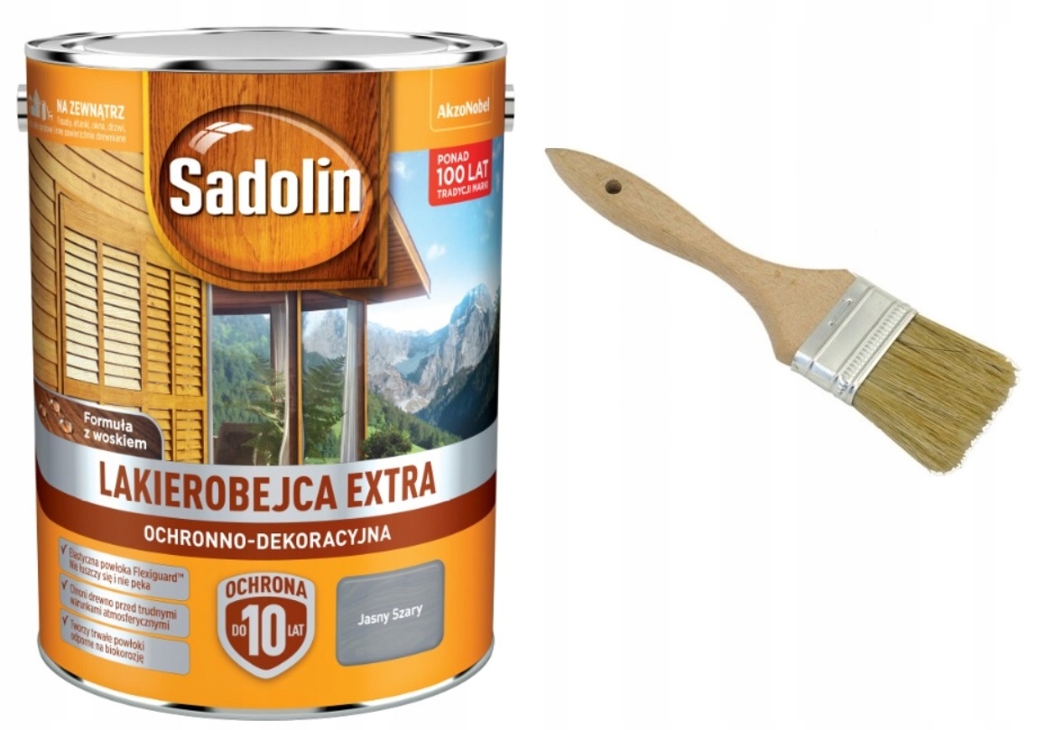 

Sadolin Extra lakierobejca, jasny szary +pędzel 5l