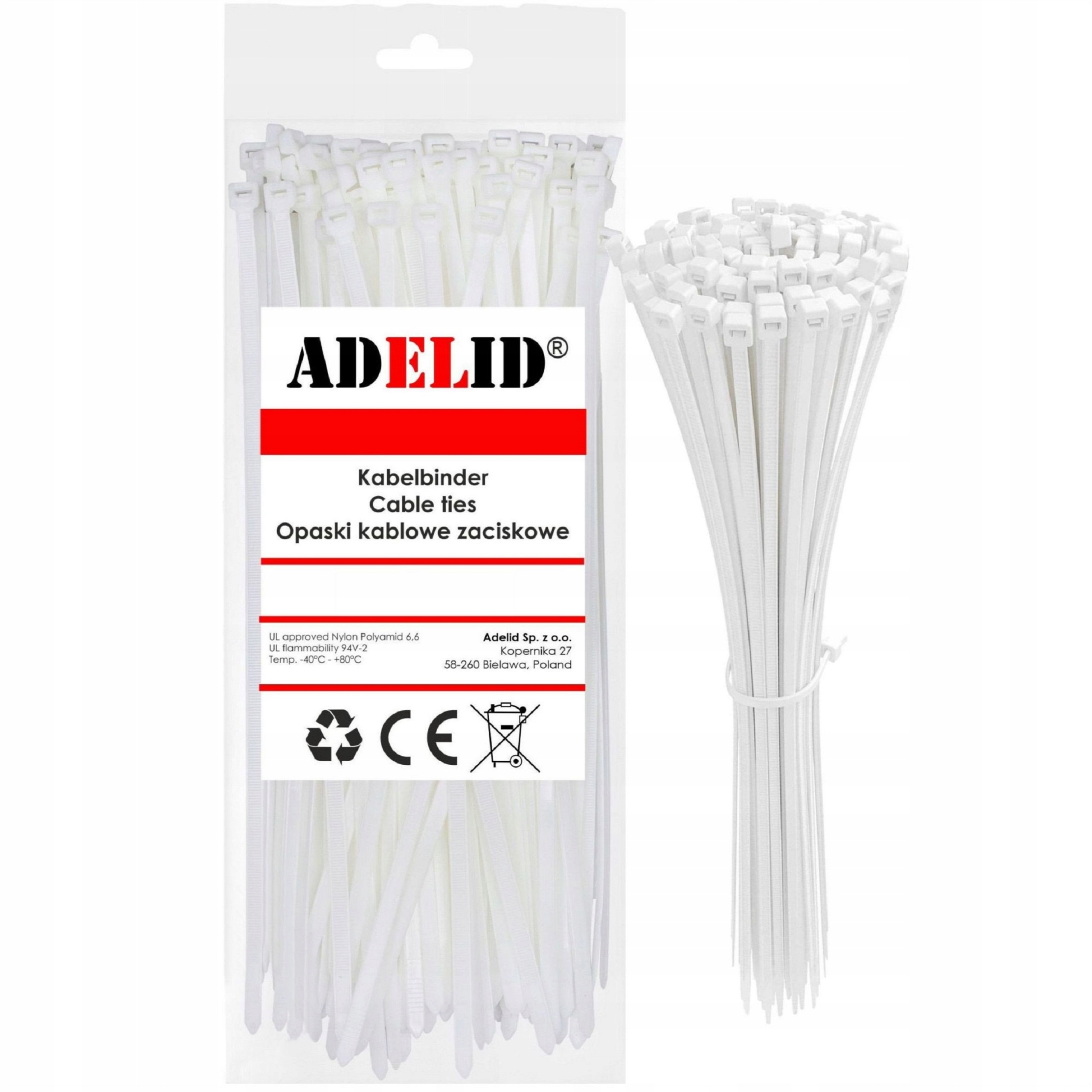 Opaski Kablowe Zaciskowe Mocne Trytki Białe Taśma 1,8x100 1000 sztuk