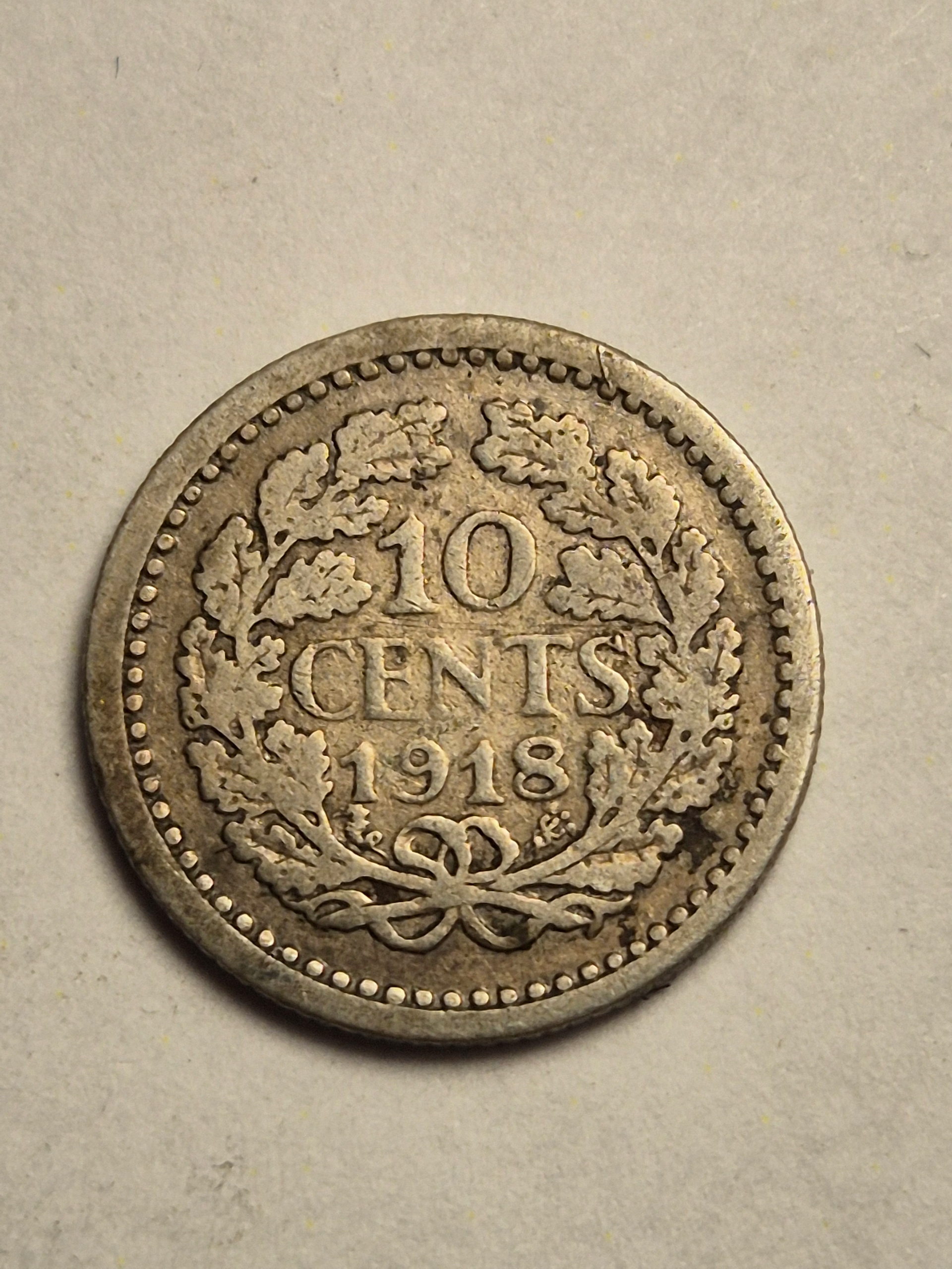 10 centów 1918 Ag Holandia