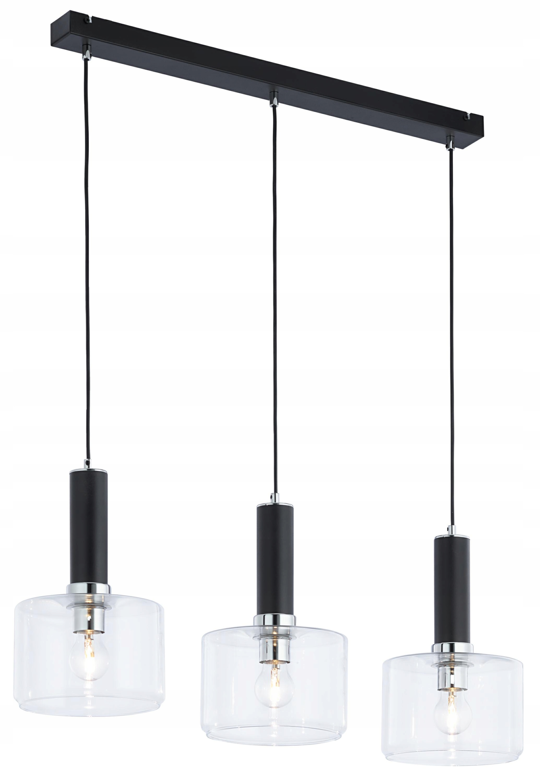 Závesná lampa Vanes strieborná Transparentné sklenené tienidlá 3xE27 Stropný dom