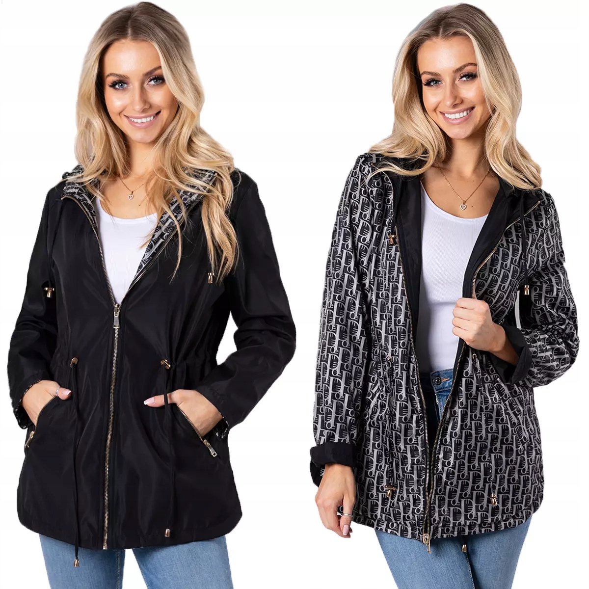 Oboustranná Pohodlná Parka Bunda S Kapucí Bundy 4 Barvy Vypasovaná vel. 3XL