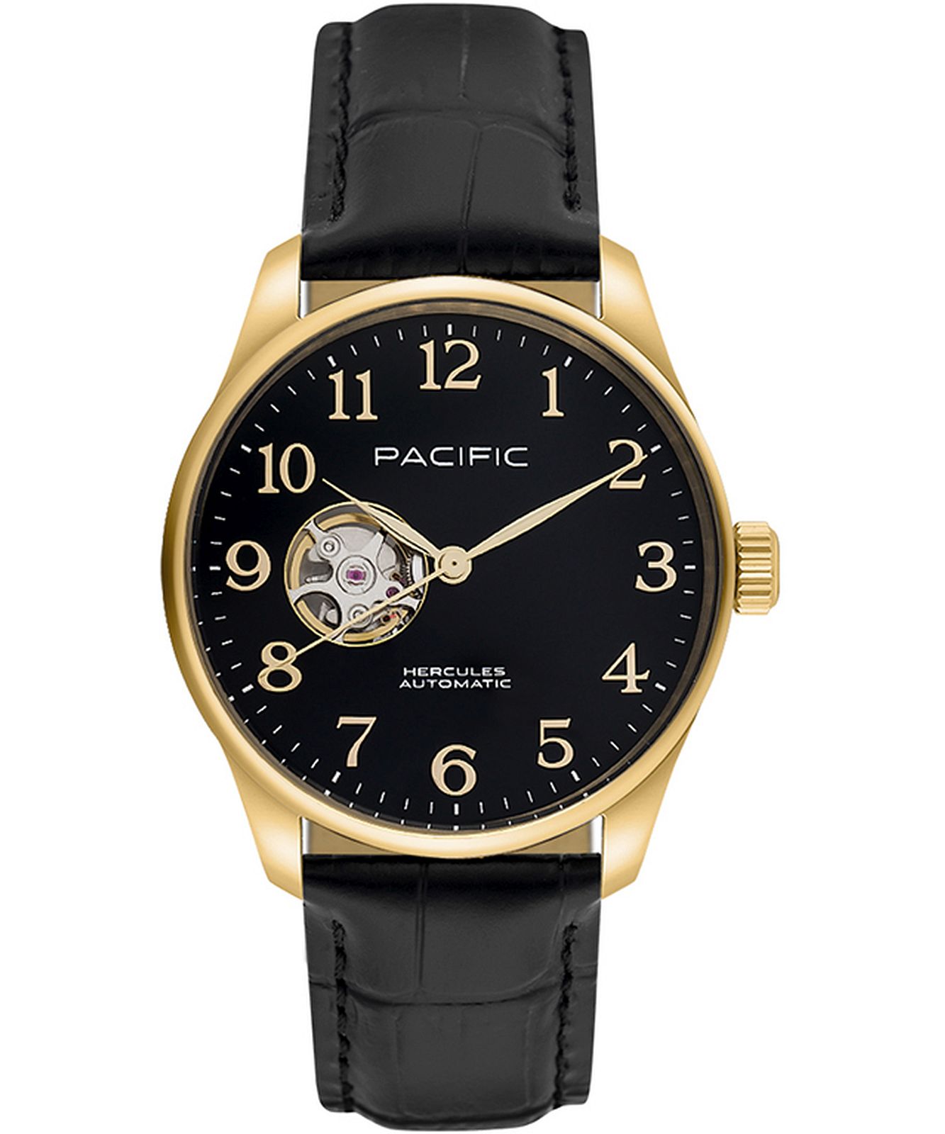Pacific SAMA-1701-04 Automat zlato-černý pánské hodinky s otevřeným srdcem
