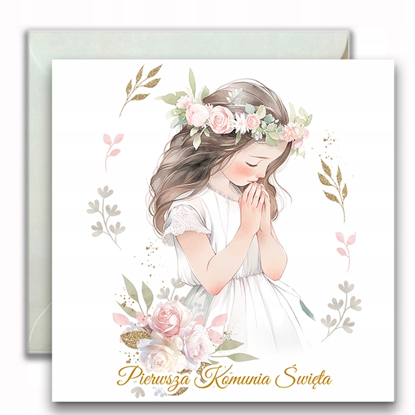 1szt ZAPROSZENIA NA PIERWSZĄ KOMUNIĘ ŚWIĘTA KOPERTA DLA DZIEWCZYNKI 151