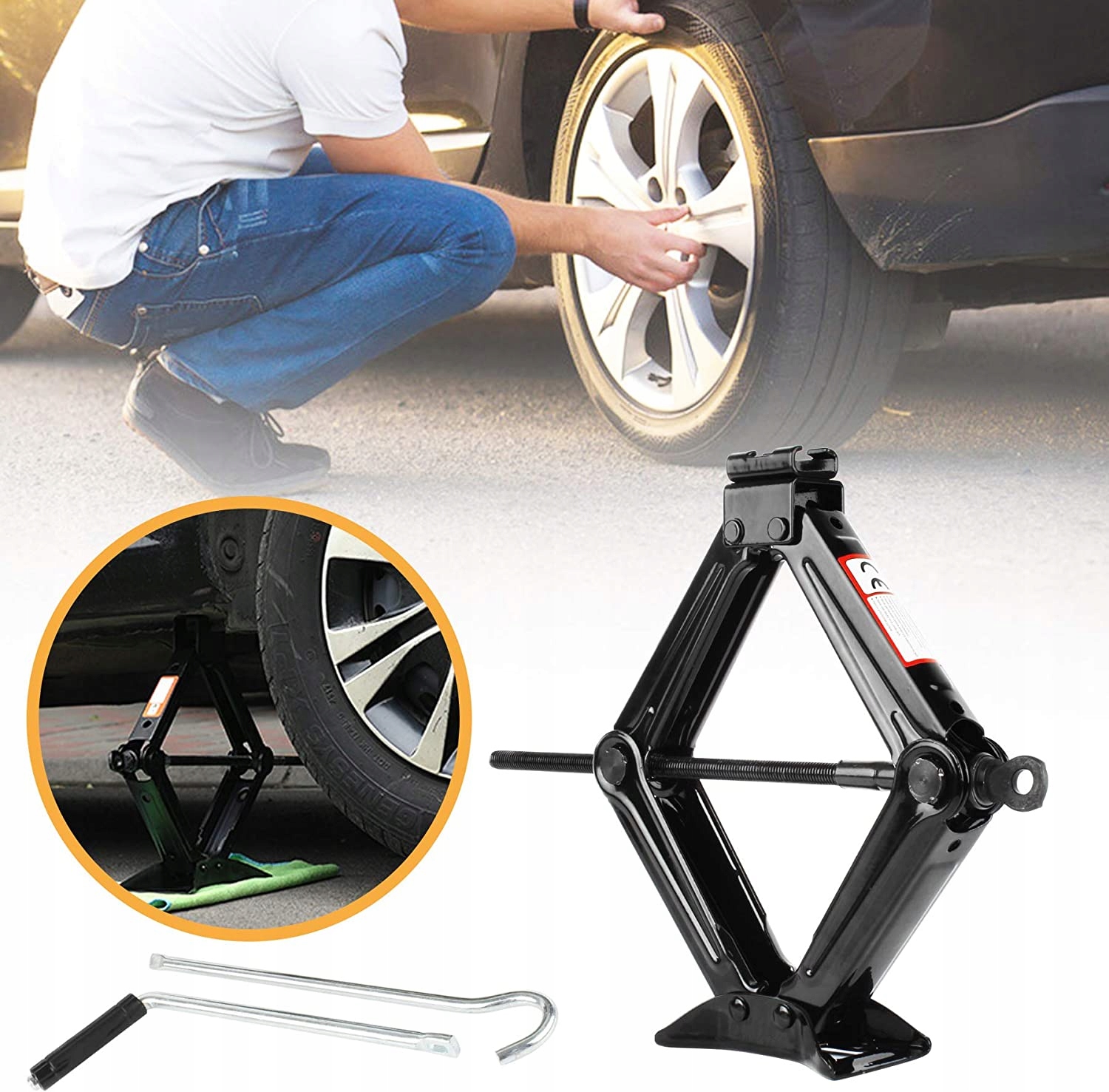 PODNOŚNIK SAMOCHODOWY LEWAREK TRAPEZOWY 2T +KLUCZ Waga produktu z opakowaniem jednostkowym 2.5 kg